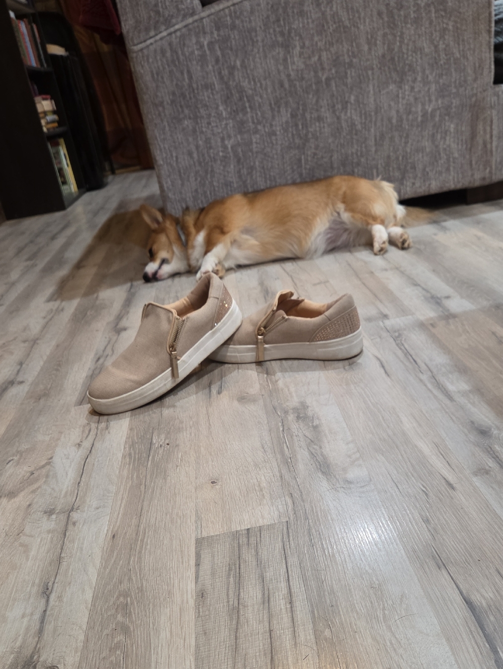 Not Rated Beige Slip-On Sneakers with Side Zip
